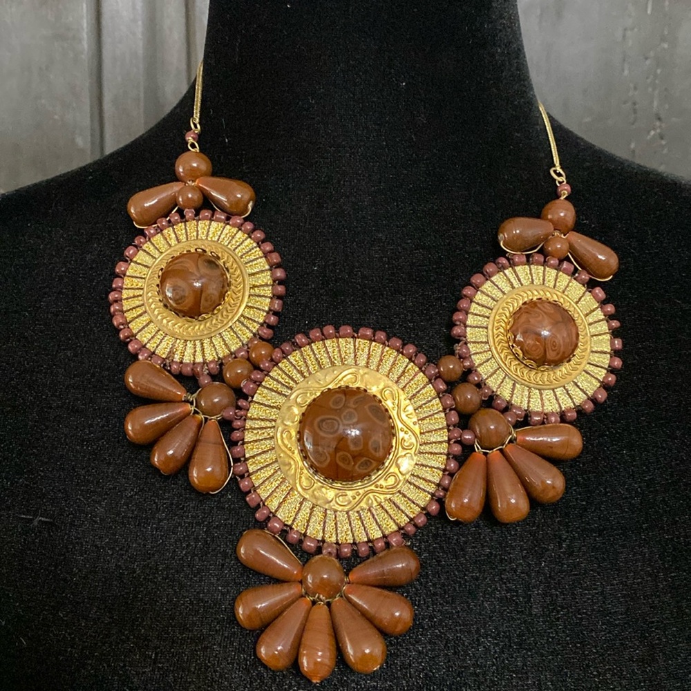 Vintage Brown Daisy necklace